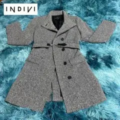 INDIVI チェスターコート M ブラック・ホワイト