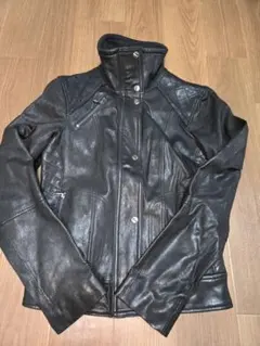 COLE HAAN ブラックレザージャケットXS