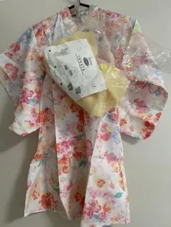 新品　キッズ　花柄 浴衣 帯付き　90〜100cm