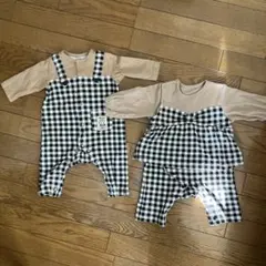 チェック柄ロンパース・カバーオールセット