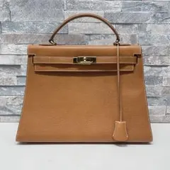 high-class ヘンリー　ハンドバッグ ブラウン ゴールド金具　自立型