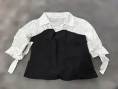 美品❣️グレイル　レディース　スリーブリボンレイヤード風ブラウス[tu693] L