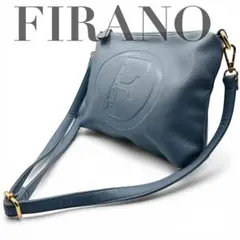 フィラノ ショルダーバッグ レザー ブルー ビッグロゴエンボス 斜め掛け 上品