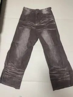 地底人　コーデュロイバギーパンツ丈切り