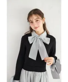 ２ＷＡＹボウタイリボン付きニットドッキングシャツワンピース　tocco 新品