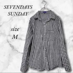 SEVENDAYS=SUNDAY ギンガムチェック柄長袖シャツ M ワイヤー襟