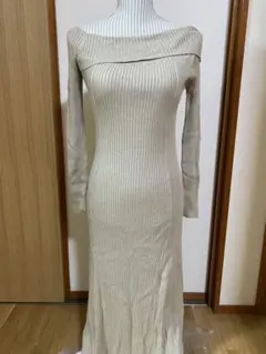 FRAY I.D オフショルダーリブニットワンピース