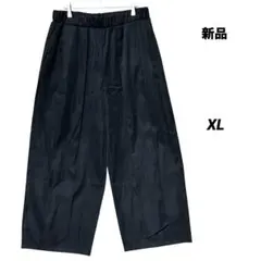 新品 ワイドパンツ XL タックデザイン ウエストゴム 黒 大きいサイズ