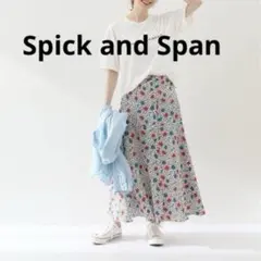 【美品】スピックアンドスパン フラワードットプリント フレアスカート 38 M