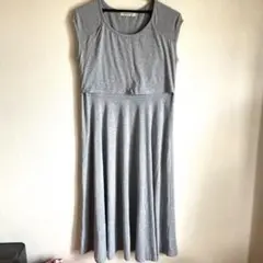 グレー マタニティワンピース 半袖 授乳