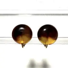 【ビンテージ】本鼈甲/本べっ甲　ドーム型　イヤリング　ゴールドカラー