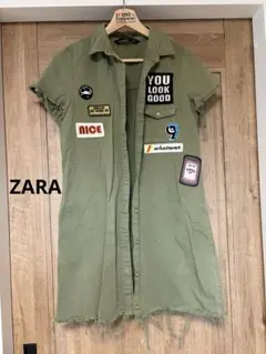 zara ワッペン　ミリタリーワンピース