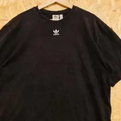 【adidas】アディダス トレフォイルロゴ 刺繍ワンポイント Tシャツ 黒 Mのサムネイル