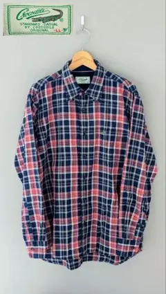 Crocodile クロコダイル チェック柄 長袖シャツ LL XL 2L