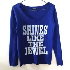 Y2K ロイヤルブルー 英字ロゴ ニット セーター 韓国 古着 ストリート 平成