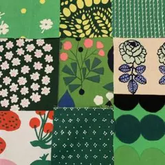 マリメッコ ハギレセット　いろいろグリーン（北欧ヴィンテージ生地）