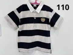 プティマイン　くま刺繍ラガーボーダートップス　110cm