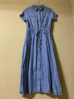 オシャレ！万能デニムシャツロングワンピースダンガリーマタニティきれいめカジュアル