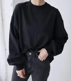 evernavy ボリュームスリーブ Tシャツ　ブラック