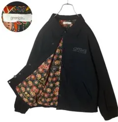 グラニフ×カラムーチョコラボ ブラックナイロンコートジャケットゆったりサイズのサムネイル