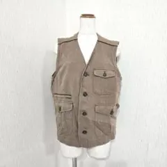 Golden Bear メンズ ベスト ブラウン系 切替デザイン 綿100% M