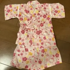 ハローキティ 花柄甚平 ピンク　サイズ90