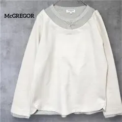 マックレガー ドット切替 重ね着風長袖トップス カットソー M アイボリー