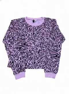 ピンク ゼブラ柄 クロップドトレーナー