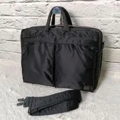 美品■PORTER TANKER 2WAY ブリーフケース ブラック ２層拡張式