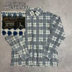 70s TOWNCRAFT 葉柄 ポリシャツ vintage DM1358