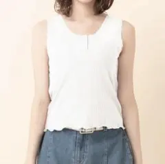 【RETRO GIRL】ヘンリーレースタンク リブタンクトップ Mのサムネイル