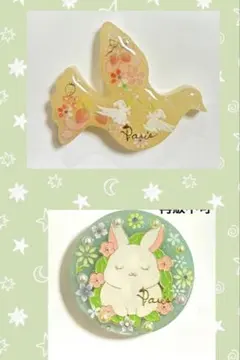 2点Set♡うさぎレジンヘアゴムブローチ