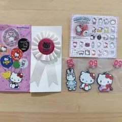 ハローキティ ピューロランド2009年ロゼットバッジ＆50周年ラバーキーホルダー