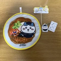 松屋　ちいかわ　コラボ商品　ハチワレハンドタオル&キーホルダーセット　串付き