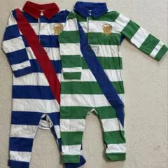 ポロラルフローレン ラガーシャツ風ロンパース 2枚セット