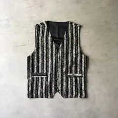 USED VINTAGE ベスト　総柄　レトロ　古着　ポリエステル　モノトーン