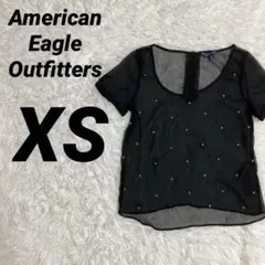 アメリカンイーグル シアートップス 黒 XS スタッズ付 半袖のサムネイル