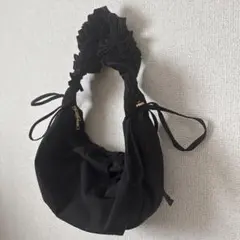 フリルハンドル 黒 ショルダーバッグ