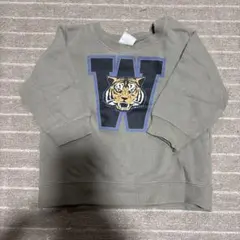 トラ刺繍 グレー 長袖トレーナー