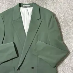 ZARA くすみグリーン テーラードジャケット ダブル 春カラー 上品シンプルのサムネイル
