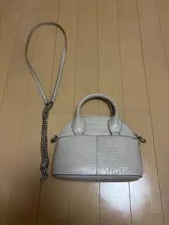 ZARA クロコ調 2way ショルダーバッグ アイボリー
