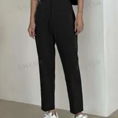 【新品】SHEIN テーラードパンツ　スラックス　ブラック　ワイドパンツ　S