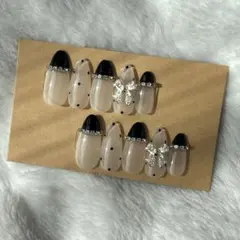 クリアホワイト・ブラックネイルチップ 10個入り