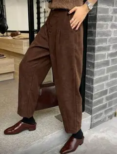 新品未使用 Dazy コーデュロイ タックワイドパンツ コーヒーブラウン