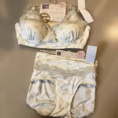 マタニティ　産前産後　グラマー 花柄レース付きブラジャーショーツセット L