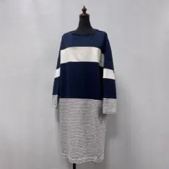 ギャルリーヴィー/パネルボーダー/オーバーサイズ/ボートネックワンピース