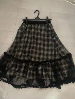 honeys/チェック柄フリルロングスカート