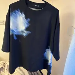 HARE 花柄 Tシャツ 黒/青
