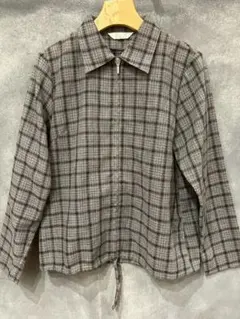 9号 グレー系 チェック柄 長袖シャツ ジャケット