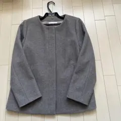 セール　GLOBAL WORK グレー ノーカラーショートコート　S 美品